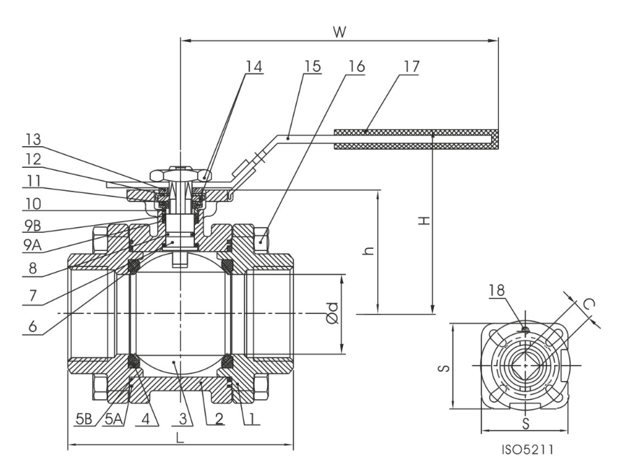 Stainless Steel Fire Safe Threaded Ball Valve 2000psi